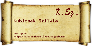 Kubicsek Szilvia névjegykártya