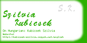 szilvia kubicsek business card